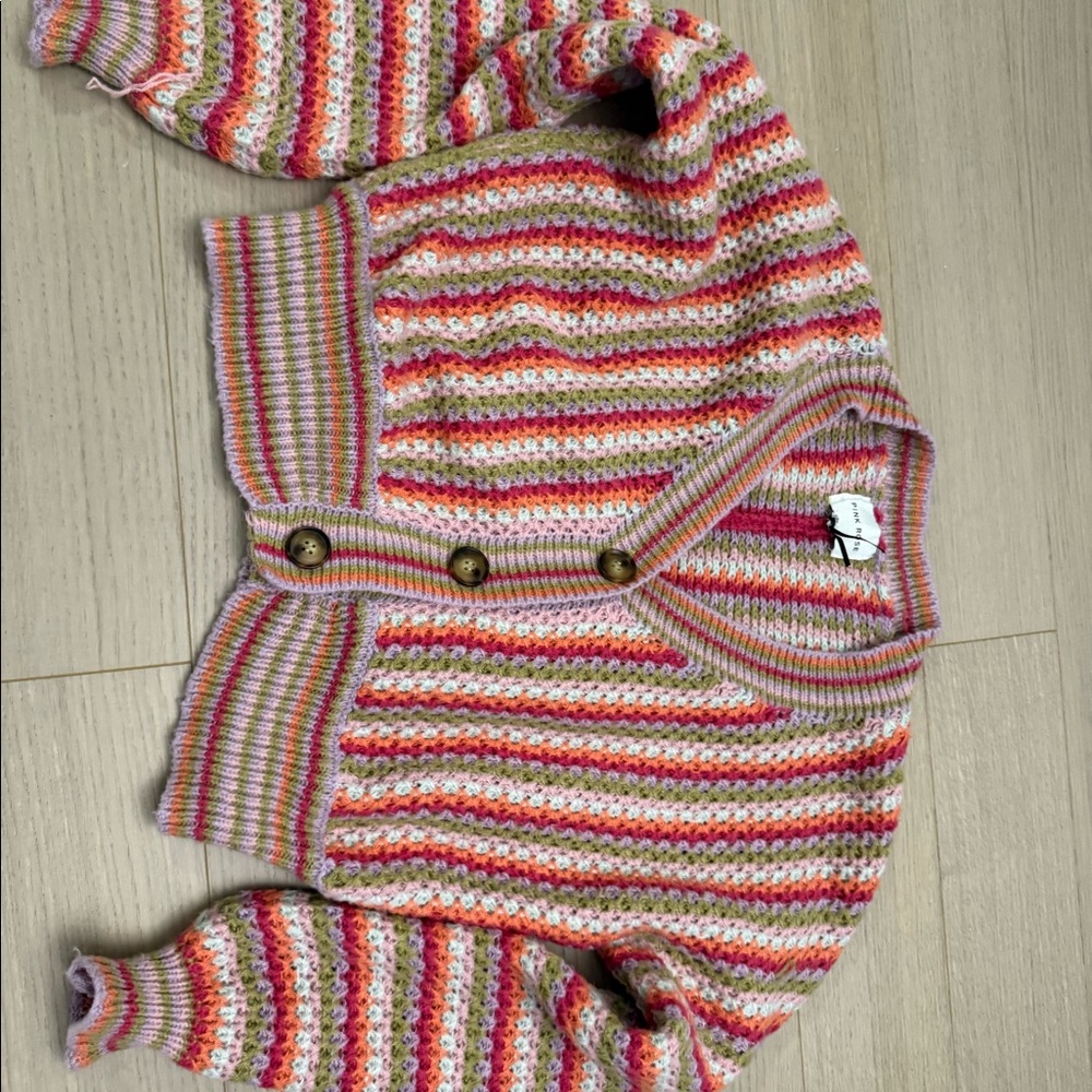 Pink rose color block cardigan